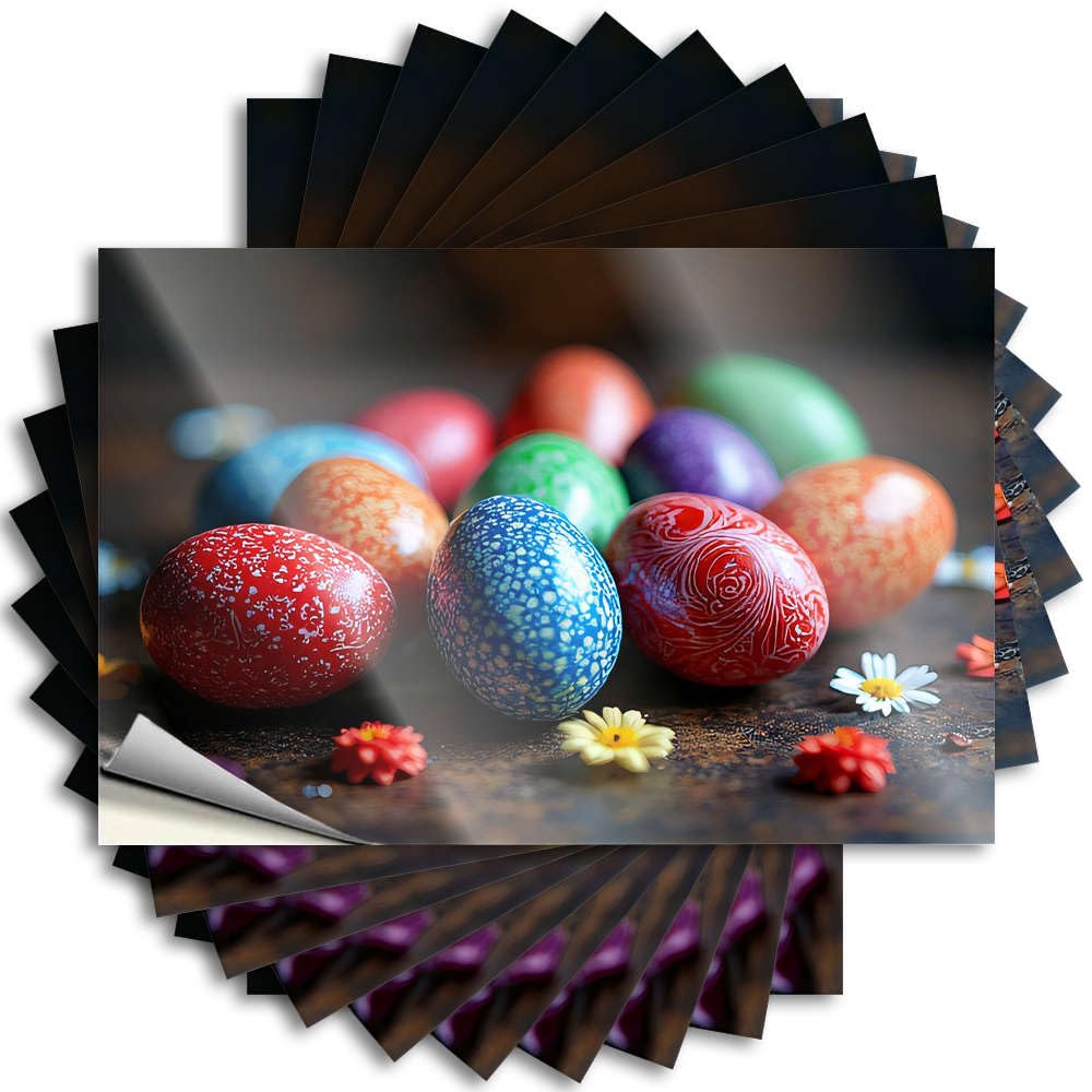 Colorful Easter Eggs with Intricate Patterns Funky Room Decor Western Bathroom - Tattoos Door Waterproof Decal(8X12CM)