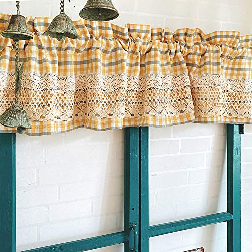 LIUU Rideau Brise-bise Rideau Court Occultant Demi Rideau Rideau Isolant W150×H60cm Couleurs Vives Mélangé Style Pastoral Campagnard Cover