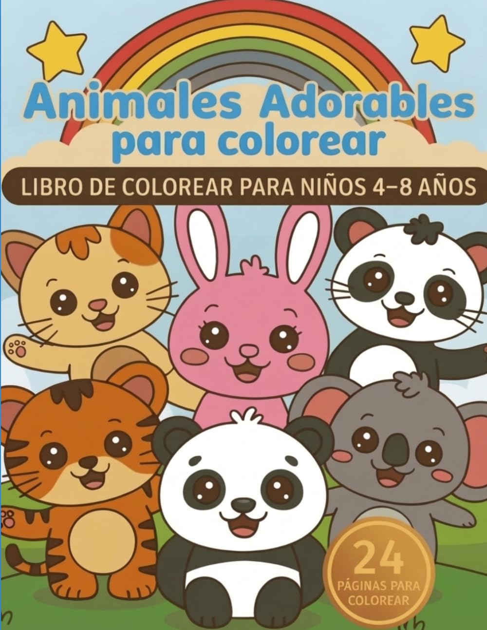 Animales Adorables para Colorear: Libro de Colorear para Niños 4–8 Años | 24 Páginas para Colorear | Líneas Gruesas y Dibujos Grandes