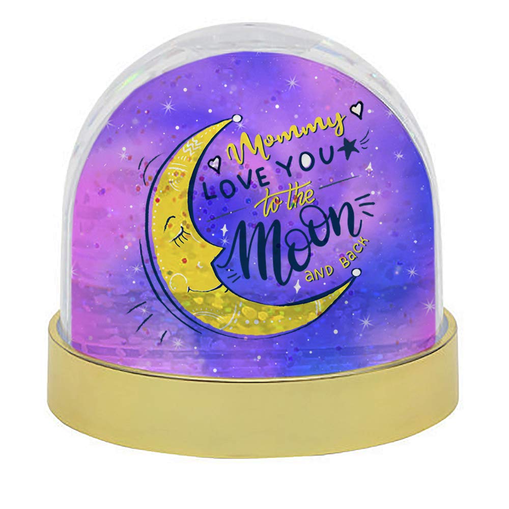 Getagift Gold Mothers Day Themed Mommy I Love You To The Moon And Back Inspired Photo Snow Globe Dome Glitter Shaker. (Gold)