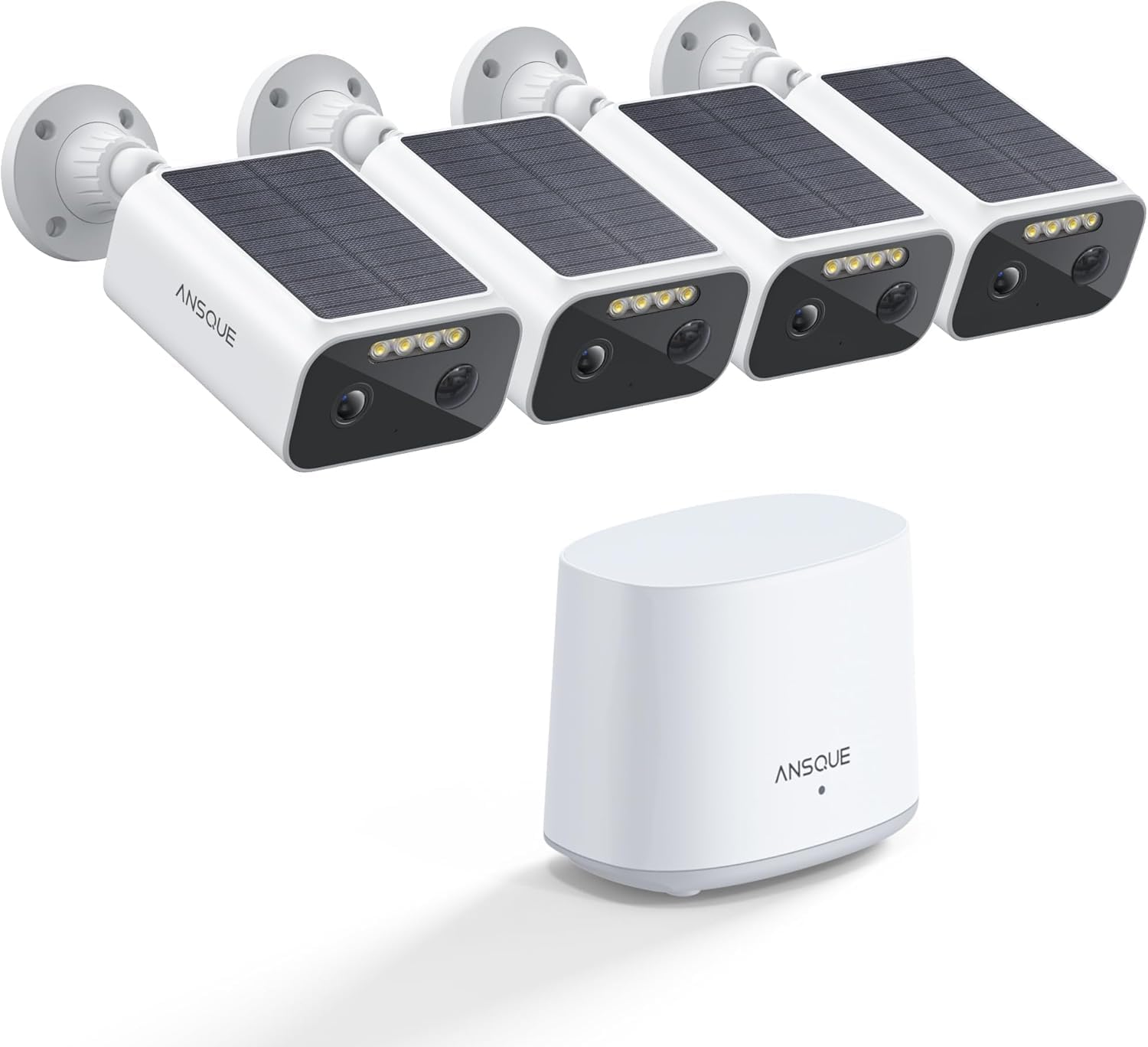 ANSQUE Security Cameras Wireless Outdoor, Solar Powered & 365-Day Battery Life Surveillance Camera for Home Security, 2K Color Night Vision, No Subscription, Local Storage, 5G & 2.4G Wi-Fi, 4 Cam Kit - 1