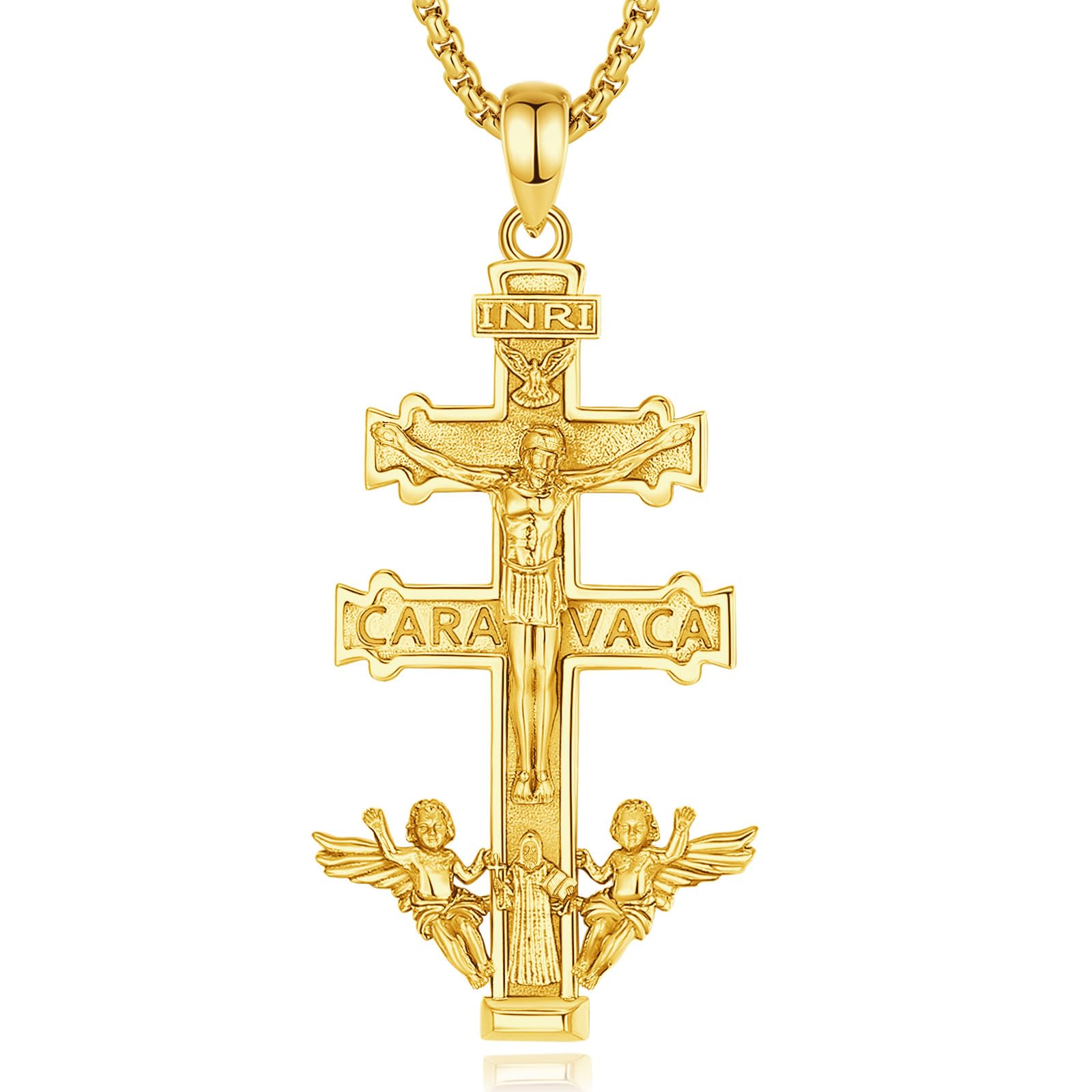 CELESTIA Collar Cruz de Caravaca Plata de ley 925 Mujer Colgante Cruz de Caravaca Oro Colgantes Cruz Hombre Crucifijo Joyas Regalo para Mujer Hombres