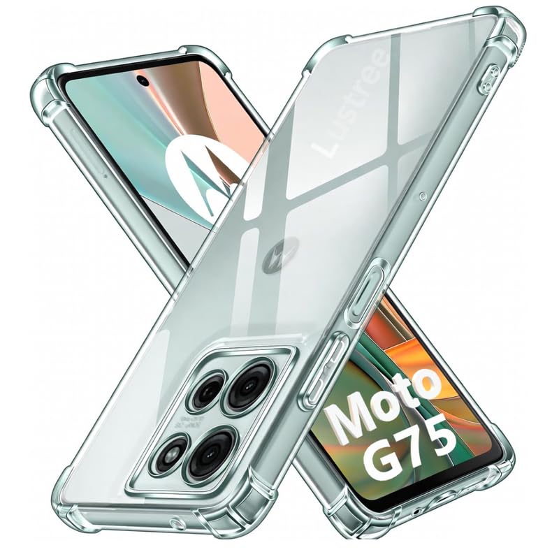 Image of Lustree Back Cover Transparent Case Compatible with Motorola G75 | Clear + TPU Case with 4 Corner Air Cushion Protection & Camera Protection | Slim& Stylus Cover