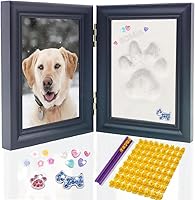 Pfotenabdruck Set Hund und Katze, DIY Pfotenabdruck Set,3D Holz Bilderrahmen Pfotenabdruck für Hunde oder Katzenbesitzer, Bilderrahmen Andenken Hund und Katze (Black, 9“B x 6”H x 1.34”D) ﻿