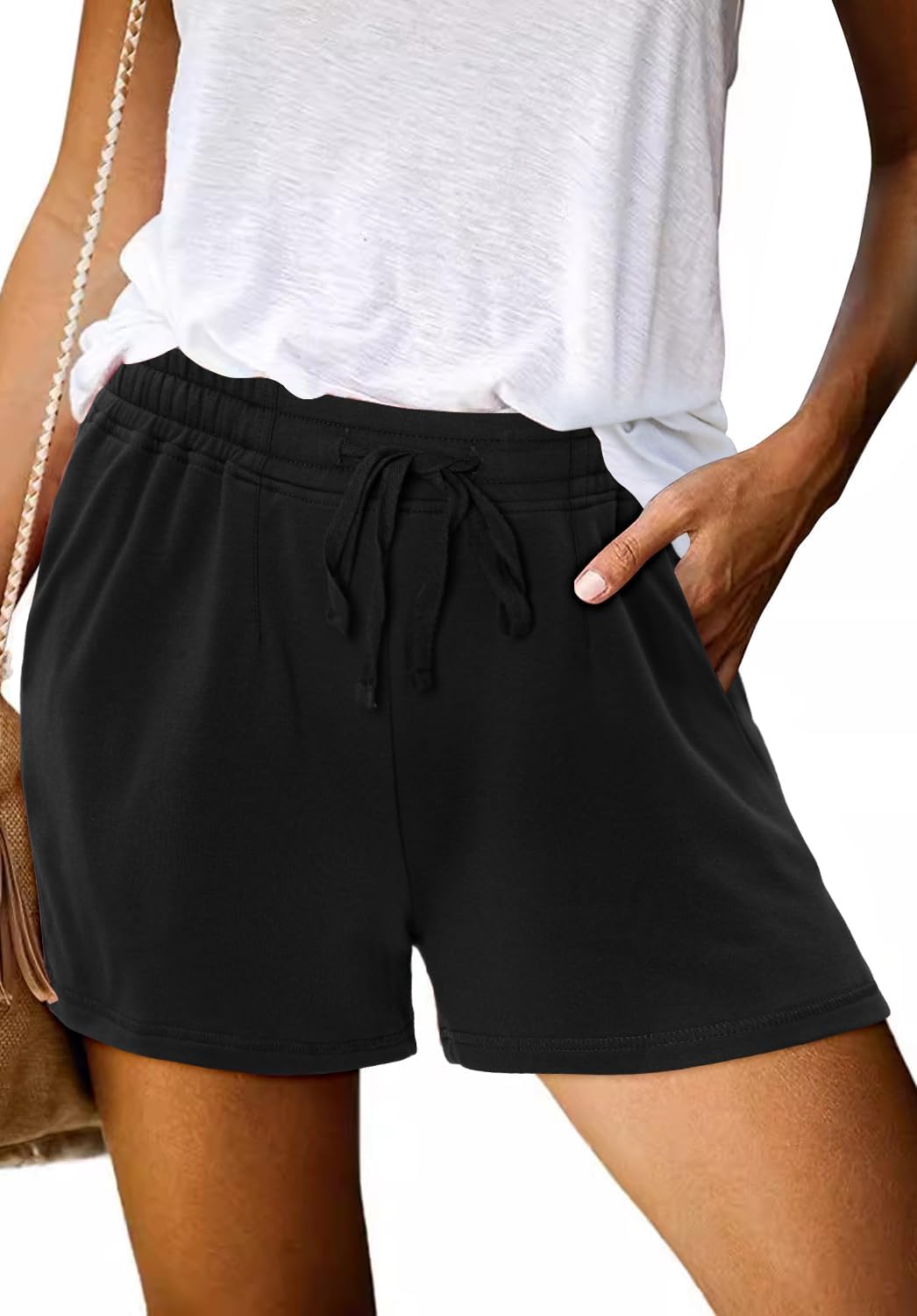 Angerella Womens Shorts with Pockets Summer Casual Shorts for Women Comfy Elastic Waist Lightweight Short Pants