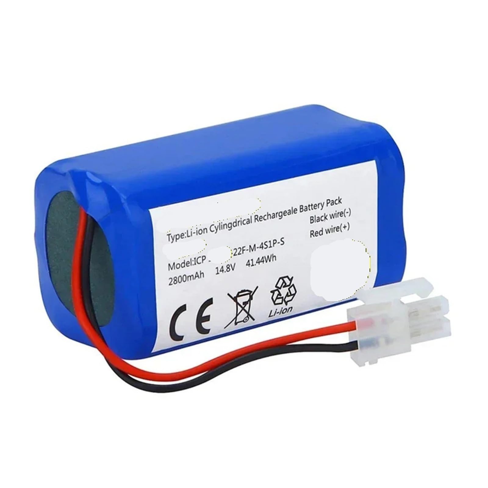 Batterie au Lithium 14,8 V 2600 mAh 3200 mAh. Compatible avec ILIFE A4 A4s V7 A6 V7s Plus. Robot aspirateur Li-ION Pleine capacité (Color : Black Plug 2600mah, Size : 14.8V