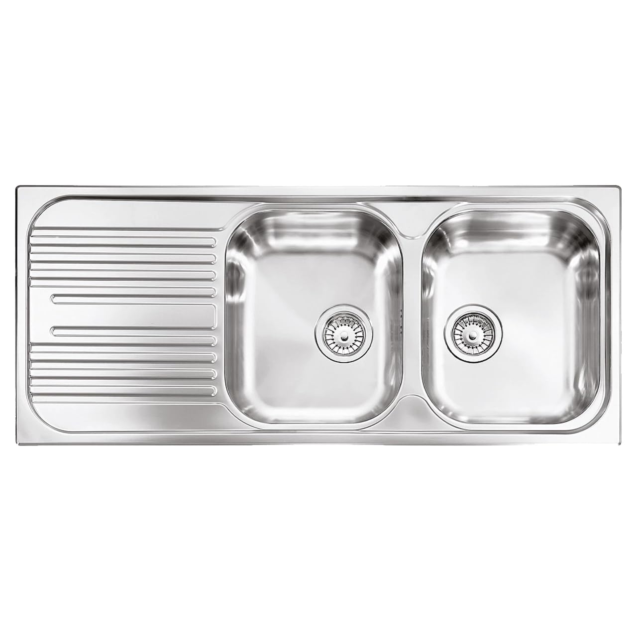 Lavello cucina Plados acciaio inox Universal TL11621 Acciaio Satinato a due vasche più scolapiatti a destra