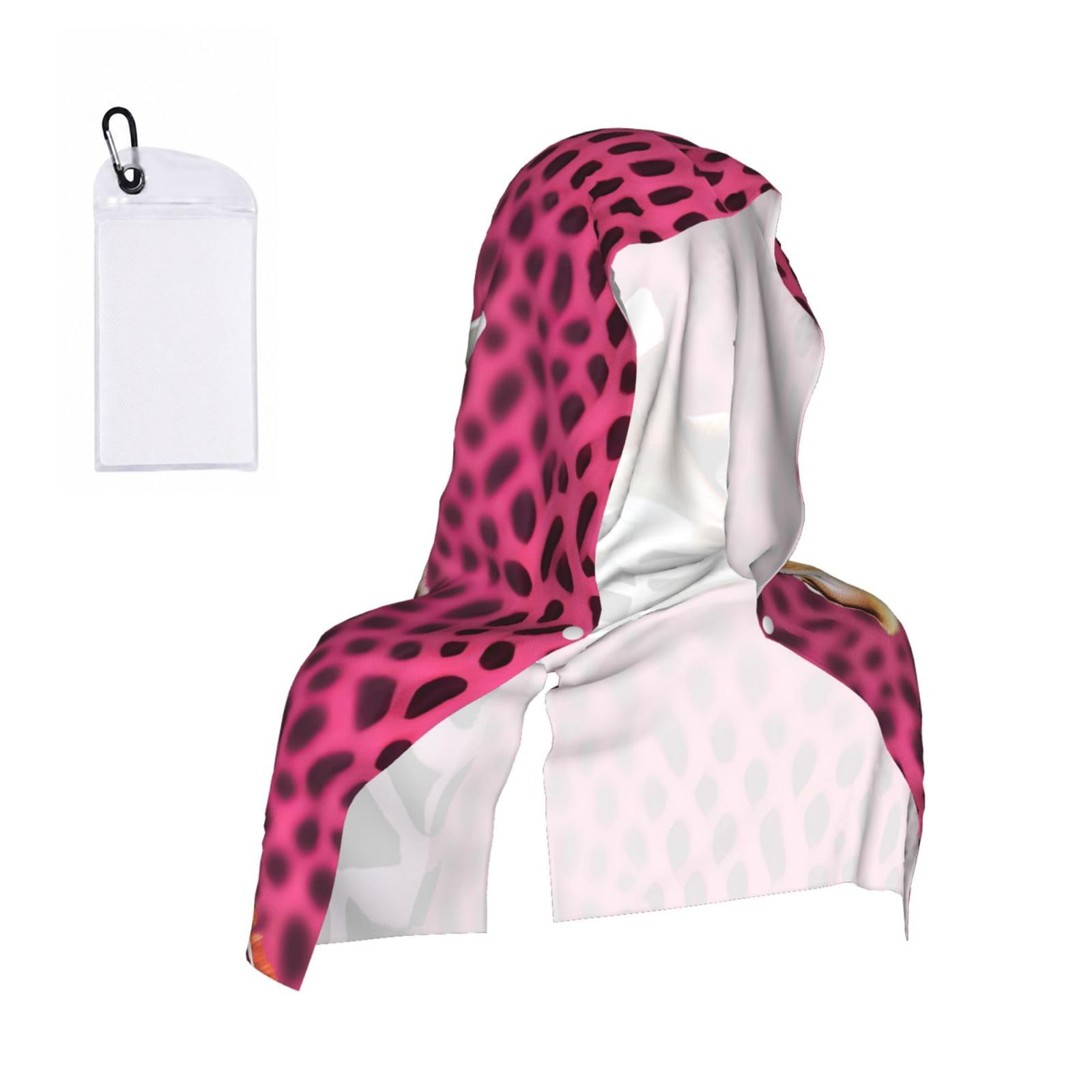 DUWAA Pink Giraffe Texture Print Reusable Hoodie Cooling Neck Wrap, Hot Weather Outdoor Sports Workout Head Towel For Stay Chill