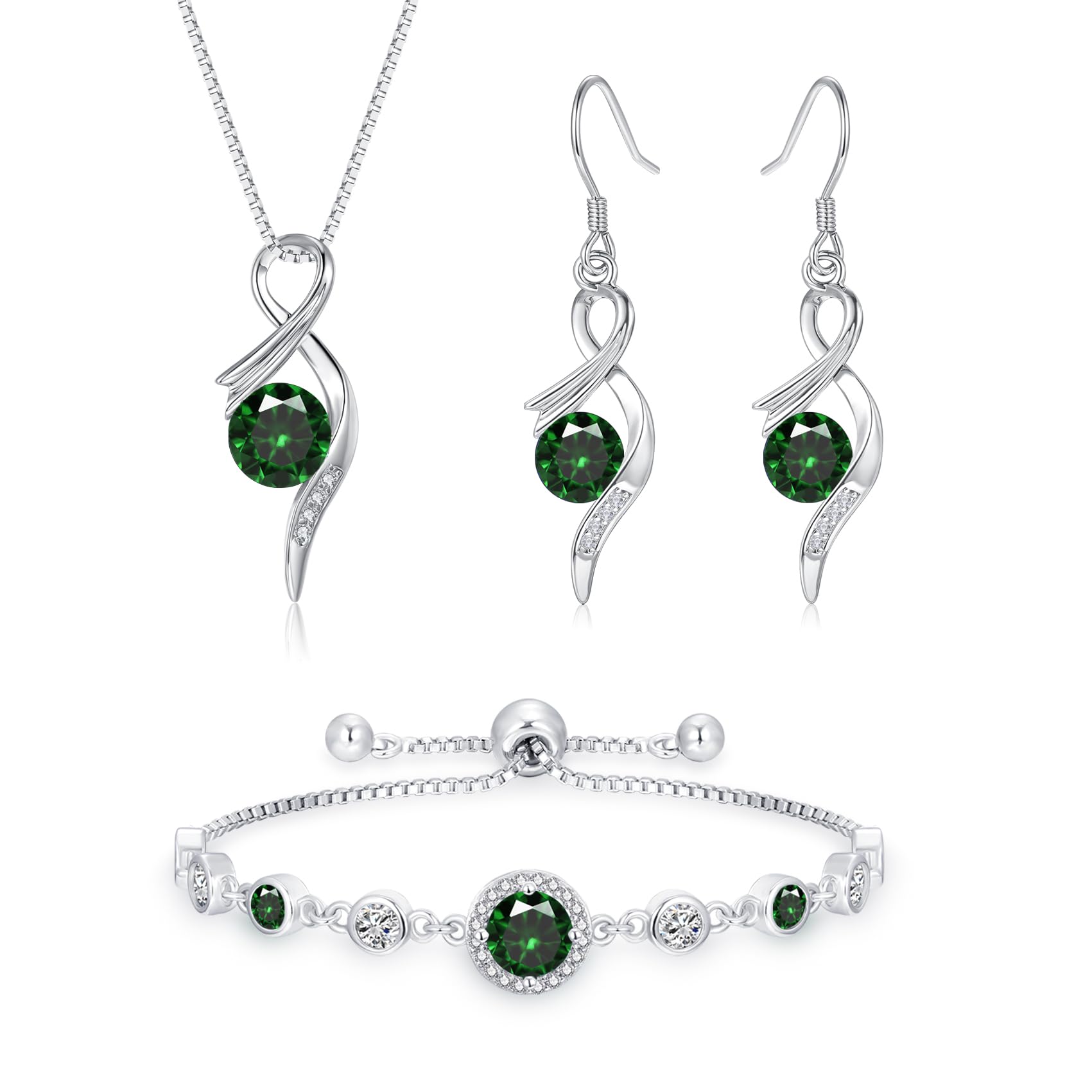 Silber Schmuck Set Damen, 3PCS 925 Sterling Silber Halskette & Ohrringe & Armband Set mit AAAAA Cubic Zirkonia, Unendlichkeit Silberschmuck Damen 925 Geschenk zum Geburtstag Mutter Tag