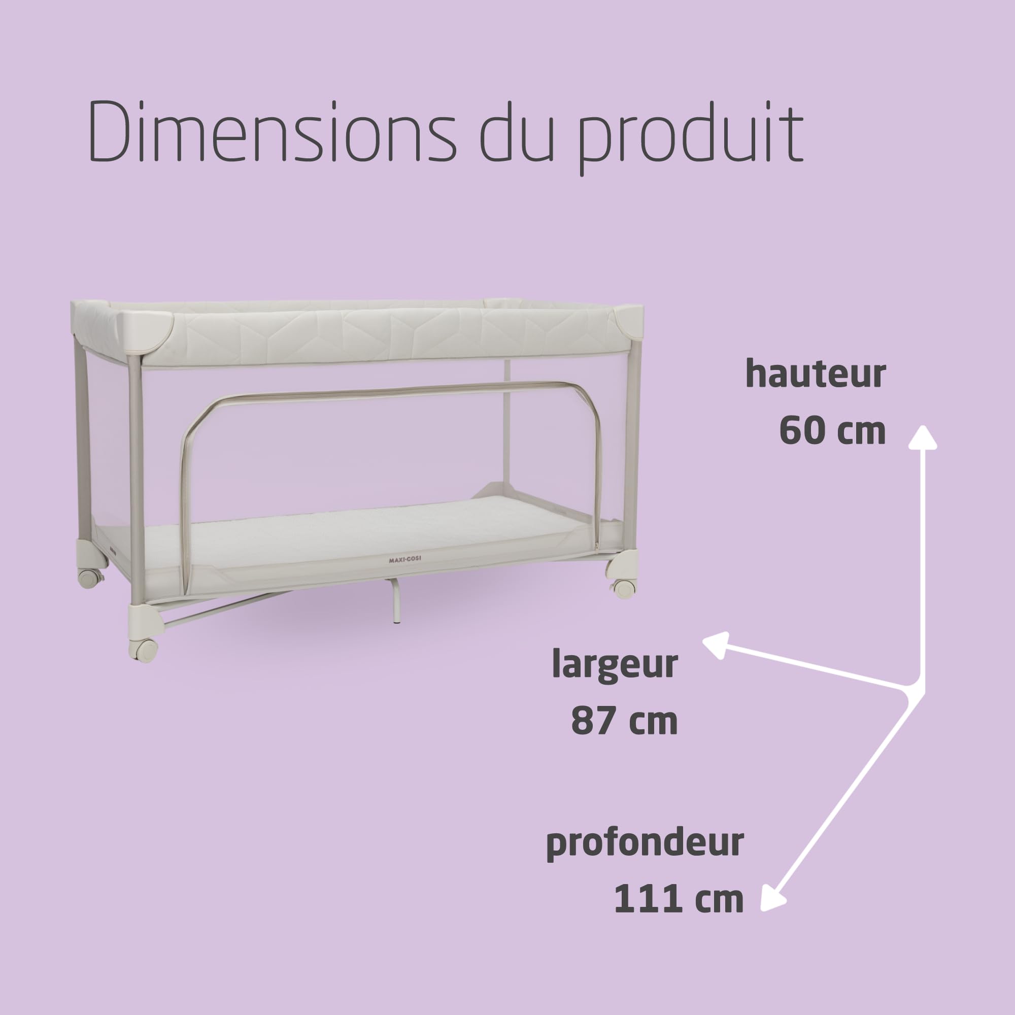 Maxi-Cosi Merlin Lit Parapluie Bébé 2-en-1 0-4 A 18 kg Pliable Matelas CloudCore 120 x 60 cm Elegance Beige