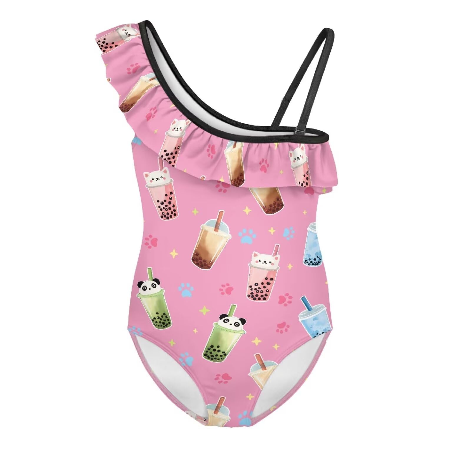 Girls One Piece Bathing Suit,Slim-Fit Ruffle Strap Swimsuit with Adjustable Strap Quick Dry Summer Beach Swim Suit