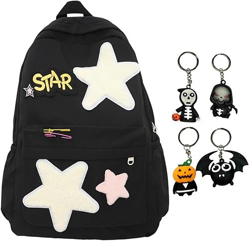 Mochila de Halloween Y2K, linda mochila estética Kawaii para mujer, Negro -, Mochilas Daypack