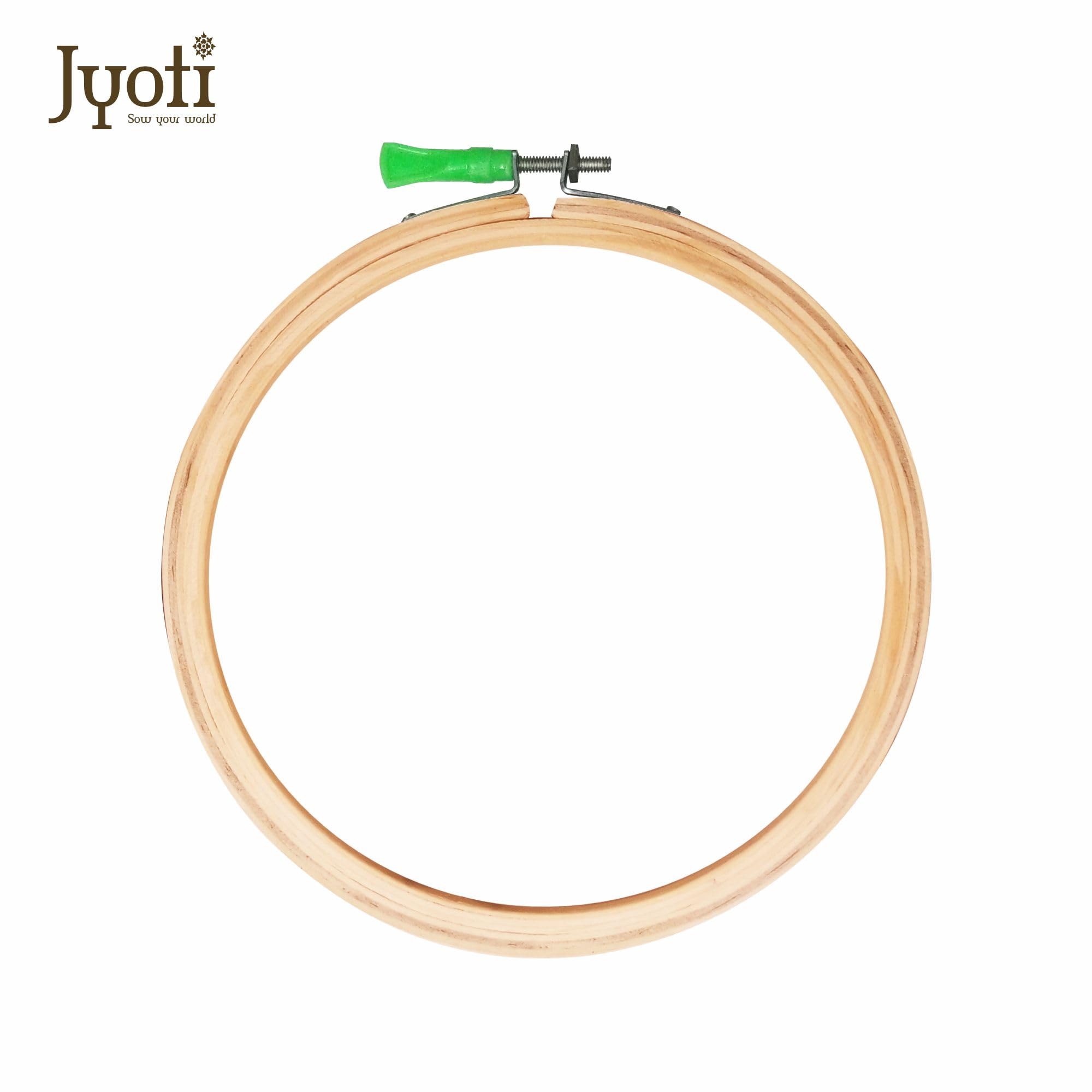 Jyoti Embroidery Hoop, Wooden Round Adjustable, (3 Ply of 6 Inches with Steel Fitting), Easily Loosen/Tighten, Cross Stitch Hoop Ring for Sewing, Needlework, Craft Projects & Ornaments - Pack of 3 4