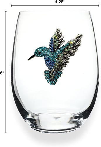 Miniatura 3 de THE QUEENS' JEWELS Hummingbird - Copa de vino sin tallo, 21 onzas, regalo único para mujeres, cumpleaños, lindo, divertido, sin pintar, decorado,