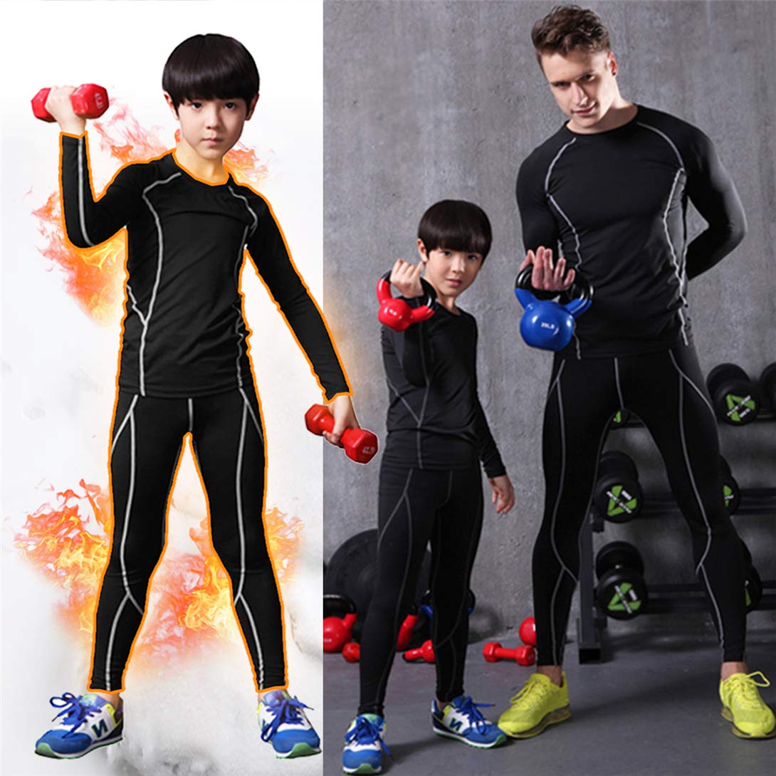 TBoonor Biancheria Intima Termica per Bambini Set di Biancheria Intima da Sci Bambini Funzionale Camicia Termico Pantaloni per Running Sport Invernali Bambini Intimo Termico Set