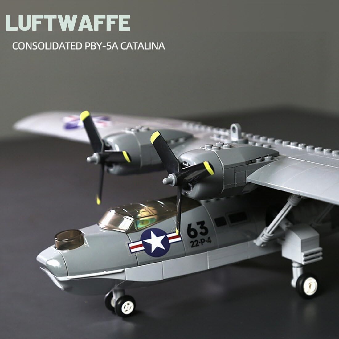 Modellbausatz Flugzeug,364 Teile Catalina Wasserflugzeug Moderner Militärischer Hubschrauber,Klemmbausteine Groß Militär Flugzeug Modell