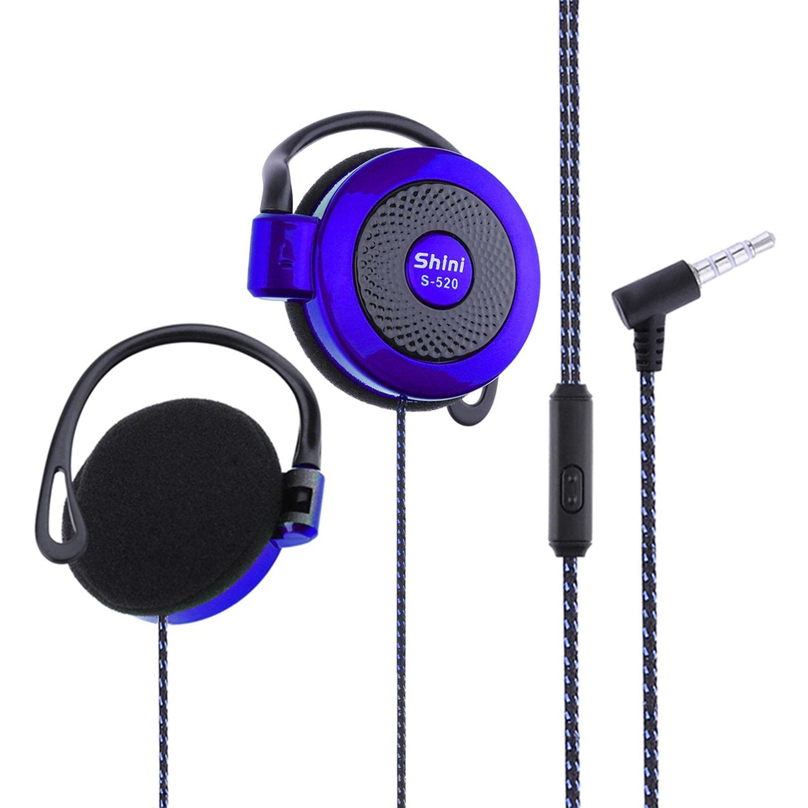 Bexdug Blue Ear Clip Headphones Wired | Stereo Earphones Over Ear For Phone | Running, Workout, Jogging, Hiking, Climbing, And Outgoing Headset, Mobile Phone Accessories