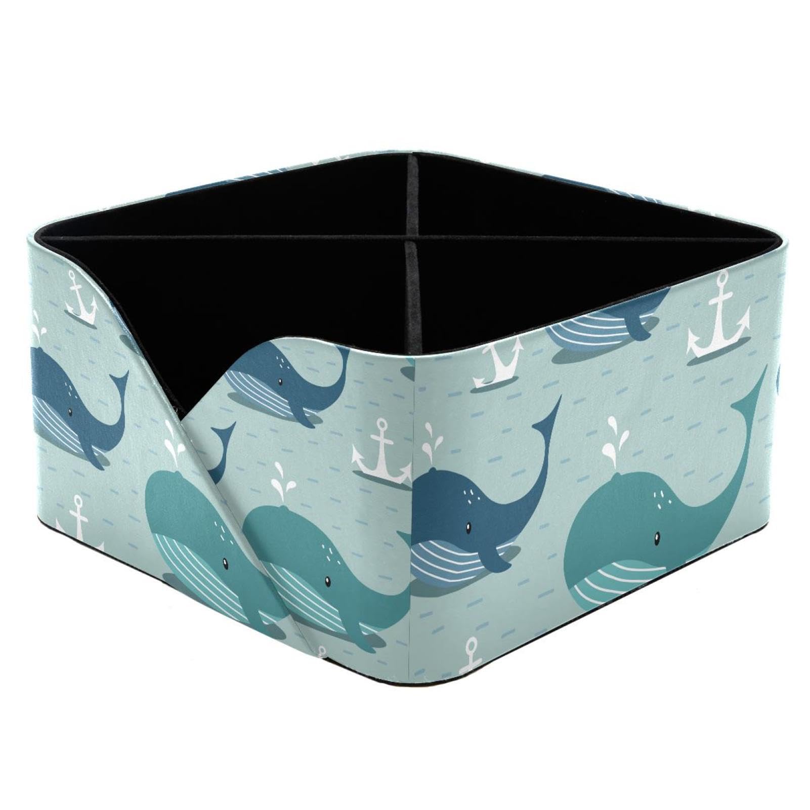 KengjuTesu Whales Sea Anchors Desktop Organizer Pen Holder, Rectangular Pencil Cup for Office, Study and Makeup Stations