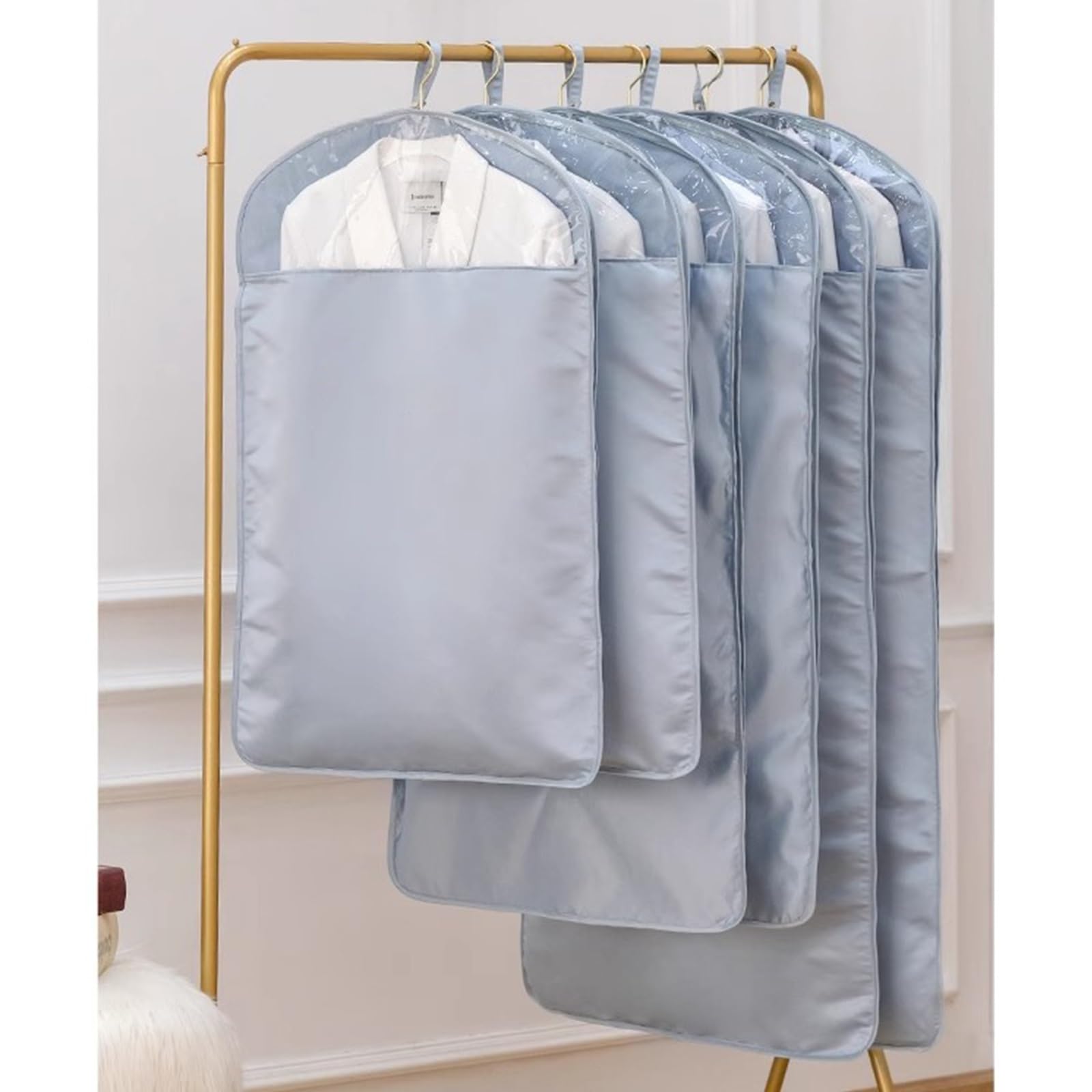 Kleiderhüllen Schutztaschen, 3er Set Kunststoff Anzugbeutel mit Reißverschluss, Transparente Ärmel für Kleiderschrank Aufbewahrung von hängenden Kleidung