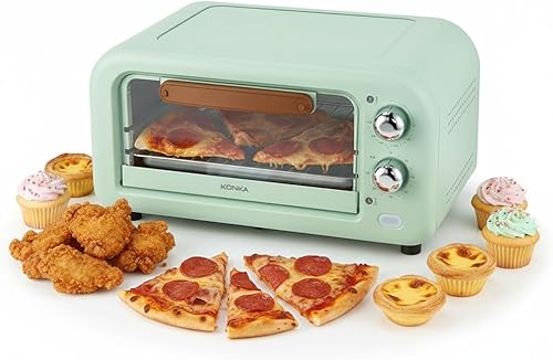 Horno tostador compacto de 12 litros con convección - Horno de encimera para hornear, asar y tostar, horno tostador pequeño de 800 W, acero