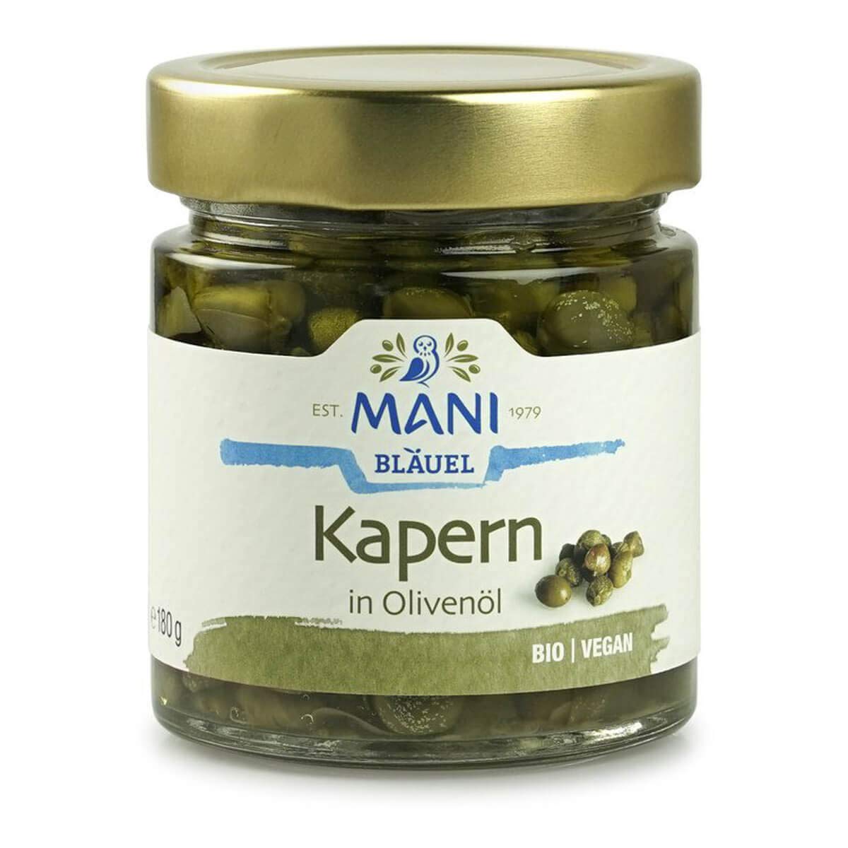 Mani Bläuel - MANI Kapern in Olivenöl bio - 180 g - 6er Pack