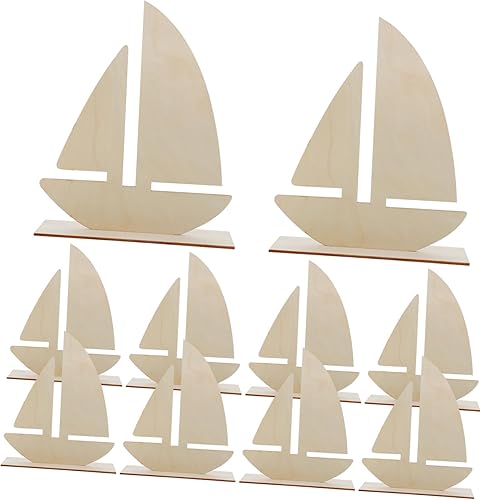 10 unids DIY Embrión Blanco Velero Inacabado Chip de madera DIY Recorte de madera en blanco Rebanadas de barco de madera sin terminar Rebanada de