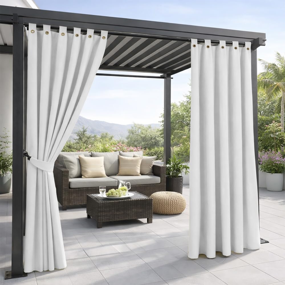 Paramaison Tenda per Esterno Impermeabile e Oscurante First, per Gazebo e Pergolato, Idrorepellente | 150 x 220 cm - Bianco| con Bretella Apribile a Bottone