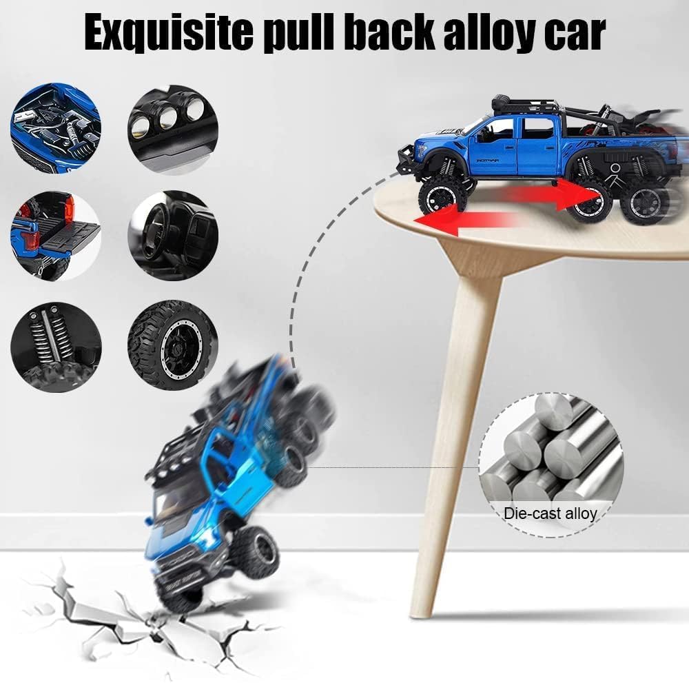 Kiddie Galaxia® Big Size Ford Raptor F150 Model Car 1:28 Scale Exclusive Alloy Metal Pull Back Die-cast Car Metal Pullback Toy car Openable Doors & Light Music Birthday Gift 【Colors as Per Stock】 - Image 8 thumbnail