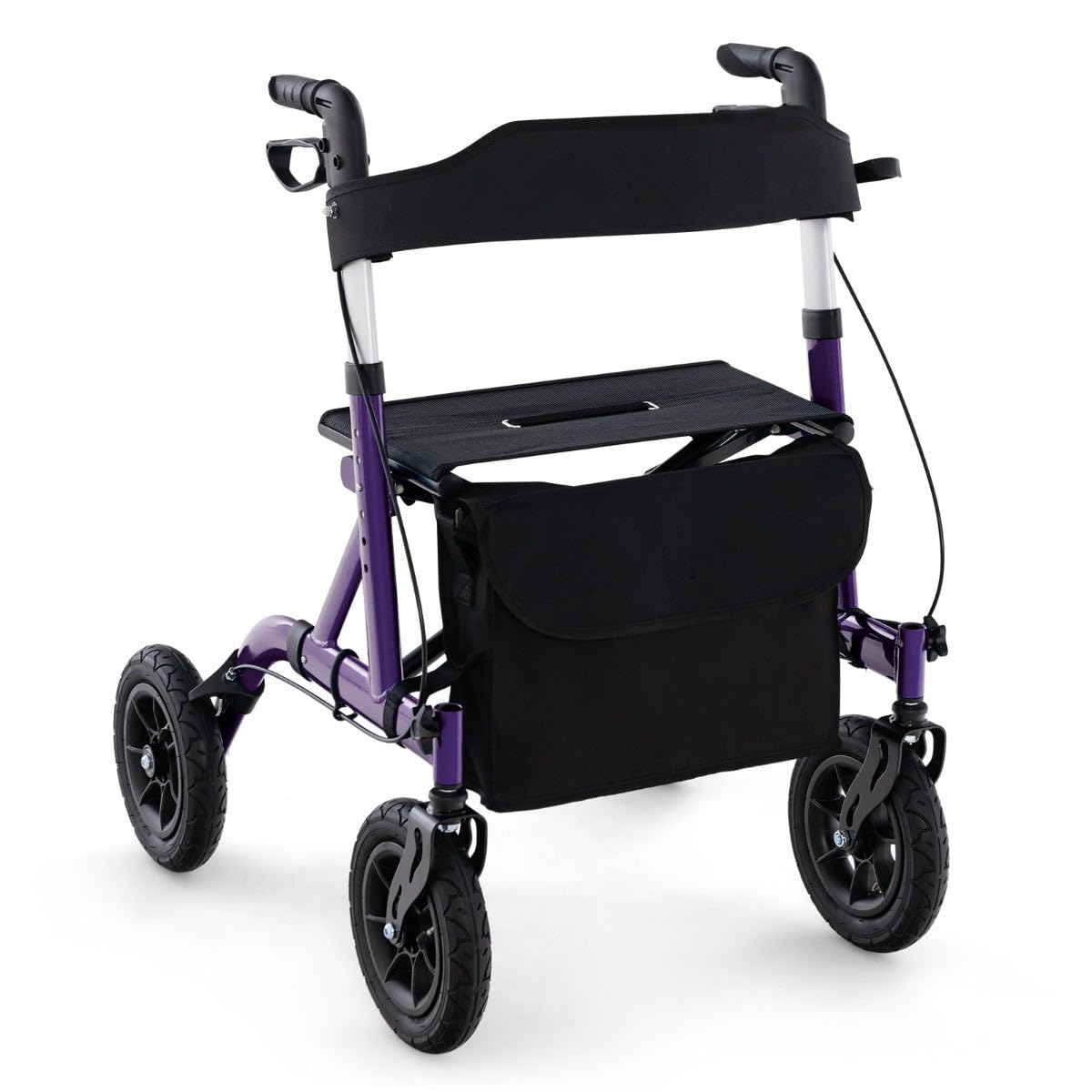 Andador plegable con asiento 76 x 64 x 81-93,5 cm ligero y moderno ruedas todoterreno de aluminio púrpura 20_0011675