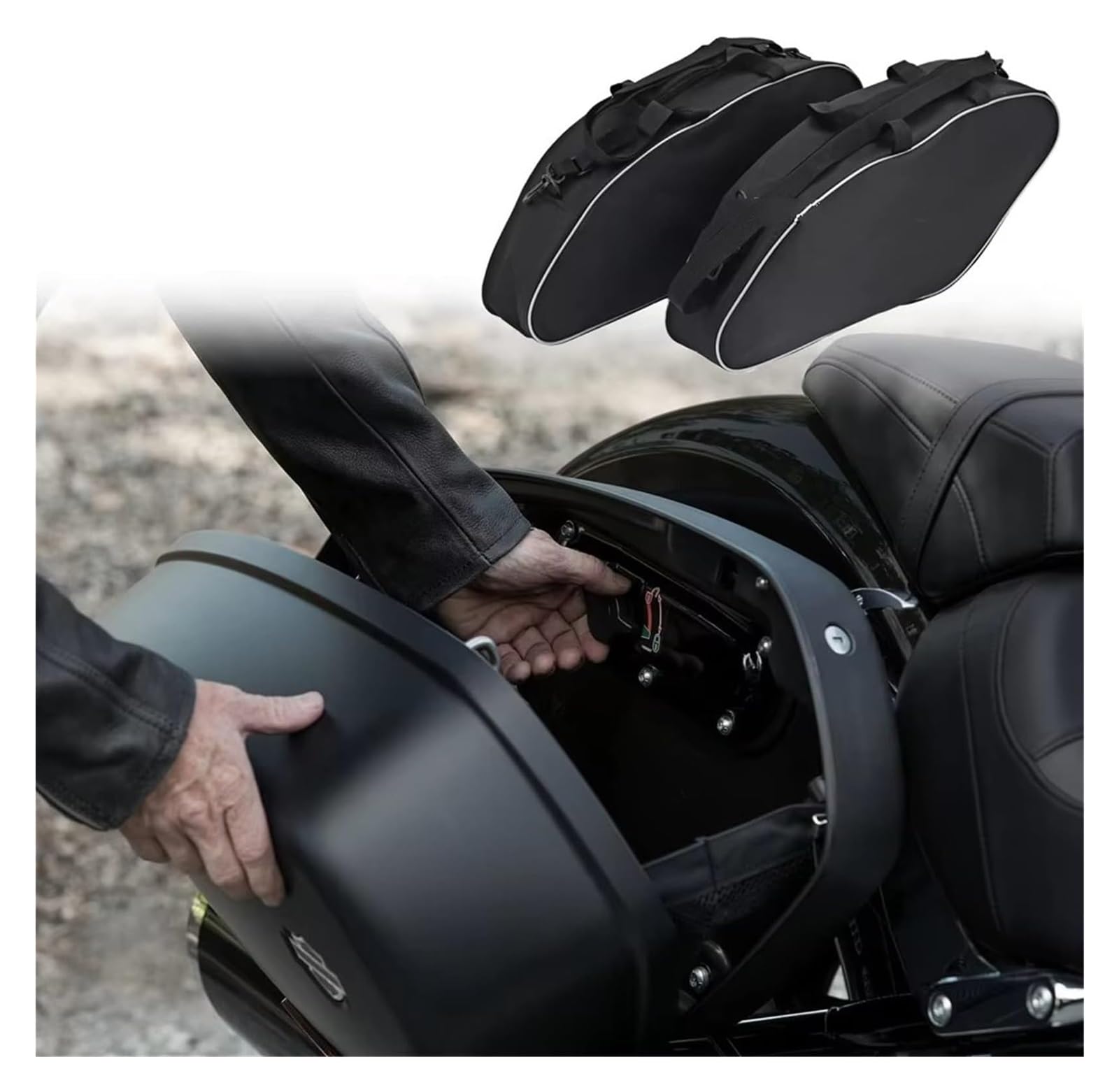 Moto Paraurti Borsa per FLSB per Softail per Sport per Glide per 18-Up per FXLRST per Low 2022 Borsa da Sella Rigida Tour Pack con Fodere Morbide