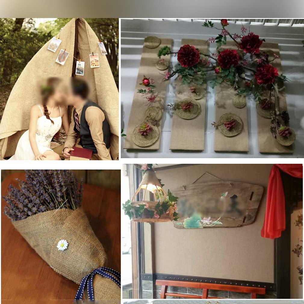 Juteband Tischläufer Natur Dekoration für Hochzeit 100/160cm breit Natürliche Sackleinenrolle zum Basteln und Dekorieren Sackleinen Sack-Leinen zum Nähen Dekorieren im Haus (L: 4m/157in,W: 160cm/63in)