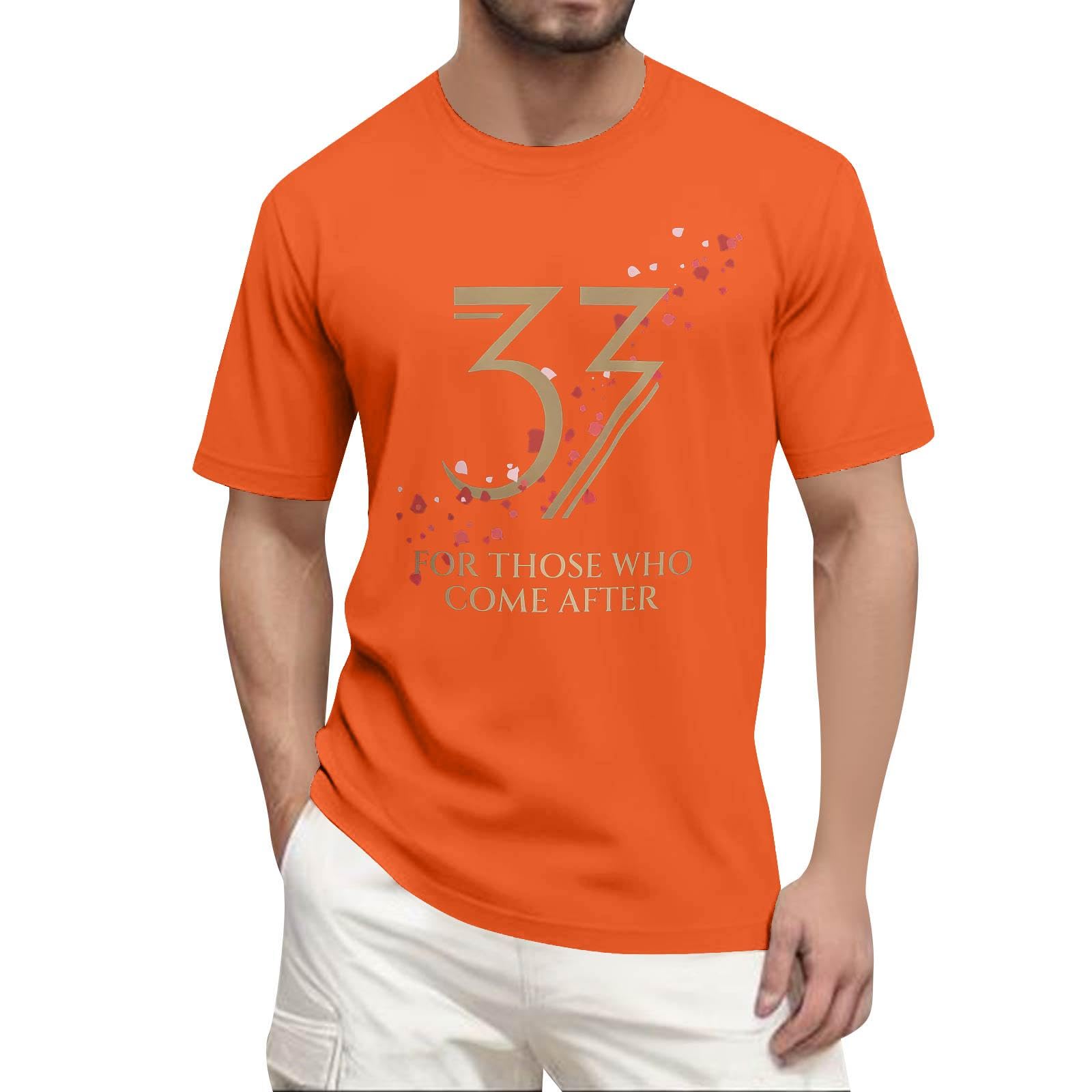 Unisex Expedition 33 Merch Clair Obscur Expedition 33 Game Shirt Printed Short Sleeves Top for Men Game Fans 01-Orange XXXL