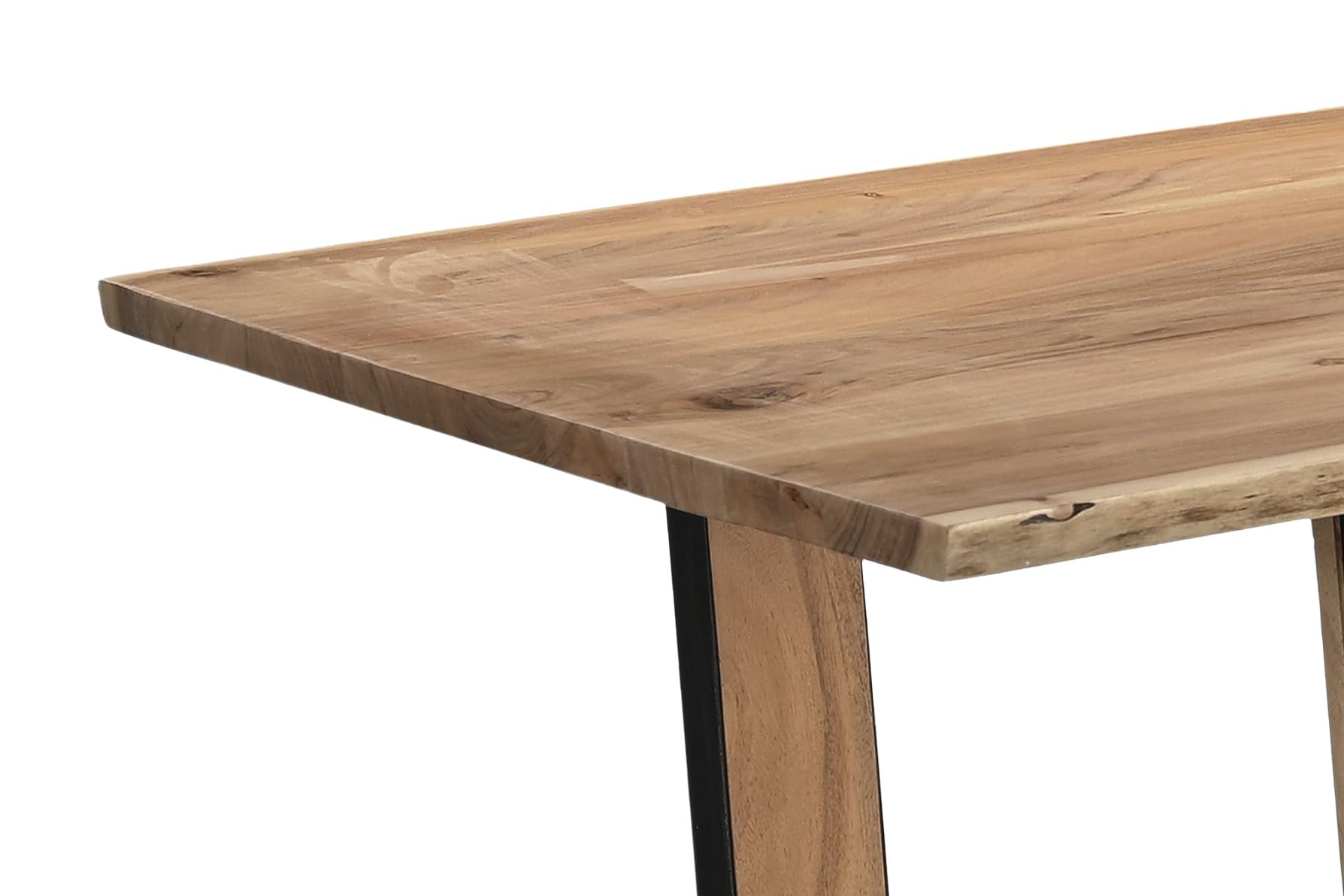 SAM Esstisch Brisbane 140x80 cm Akazie Natur Baumkante U Holz/schwarz | Baumkantentisch massiv, Akazienholz naturfarben, Holz-Inlet innen, Metallgestell, pflegeleichter Esszimmertisch