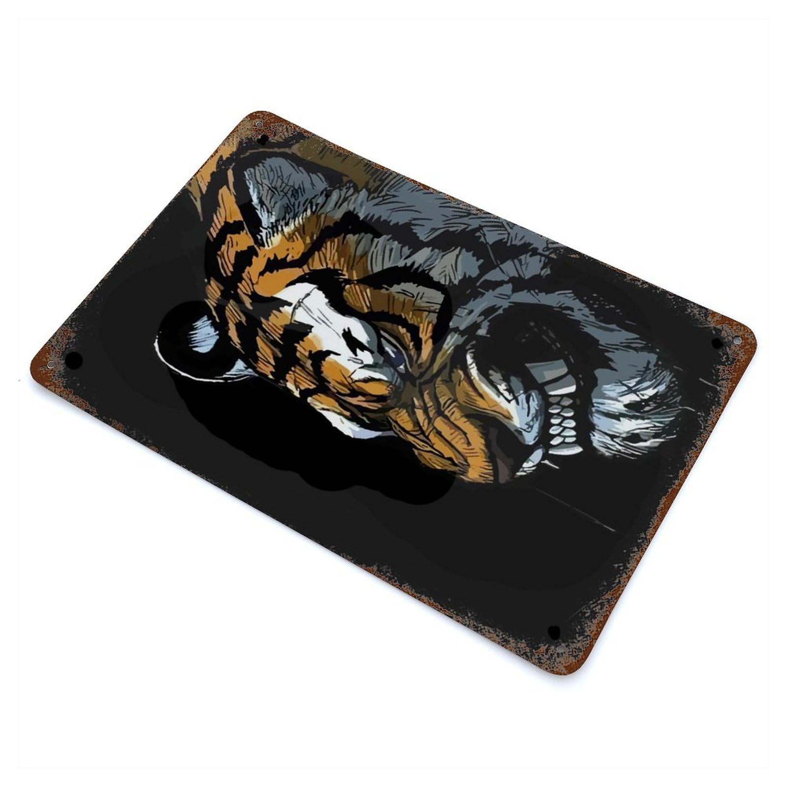 Tiger Rusty Metal Tin Sign 11.8"x7.9", for Farmhouse, Kitchen And Entryway Decor, Rustic Home Decor