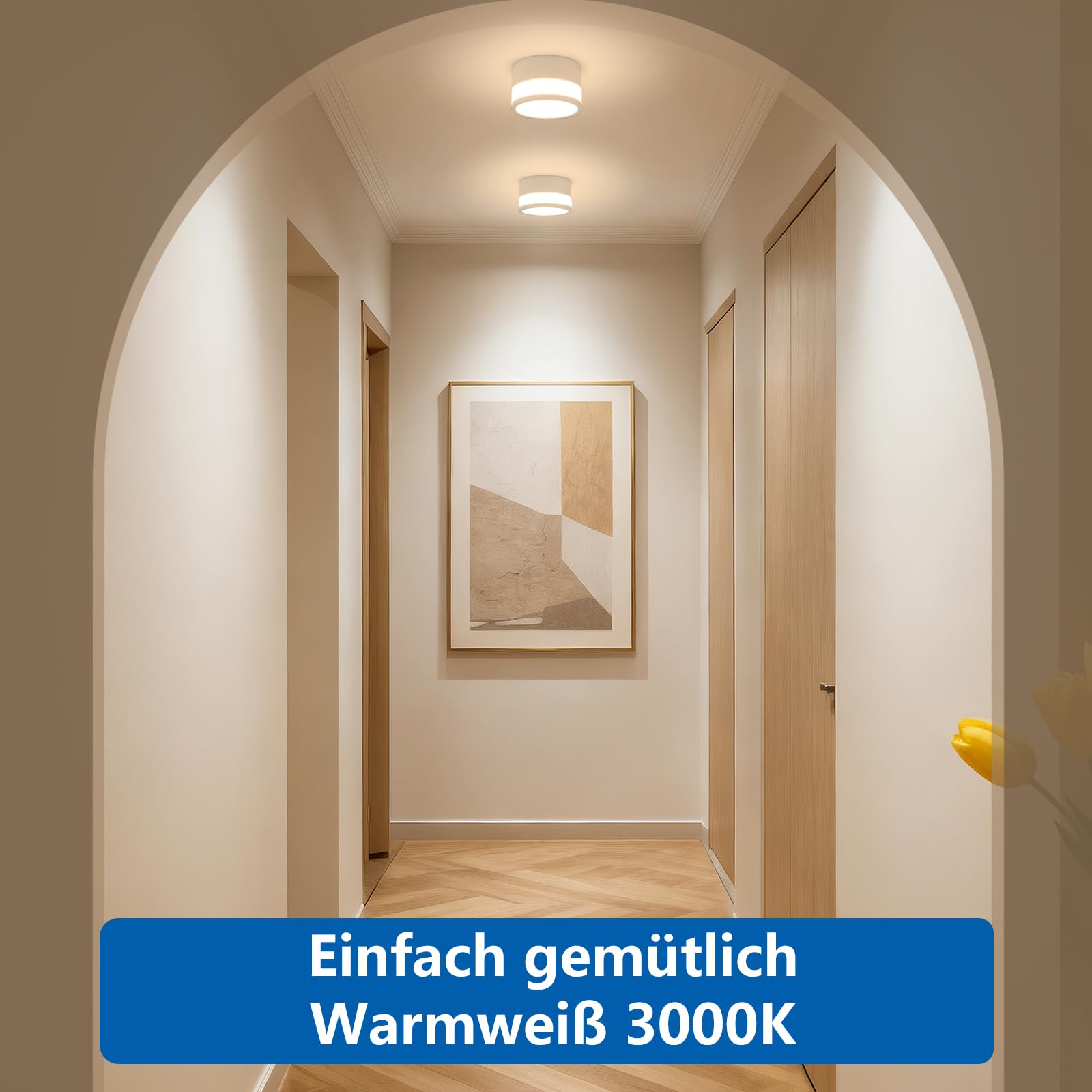 ZIZZLER IP44 Wasserdichte Deckenleuchte Aufputz Weiß für Bad Küchen, 2er LED Aufbauspots Warmweiß 3000K für Wohnzimmer Flur, 12W 1100LM Aufbaustrahler Deckenspot 230V Feuchtraum, Rund Ø100mm*63mm