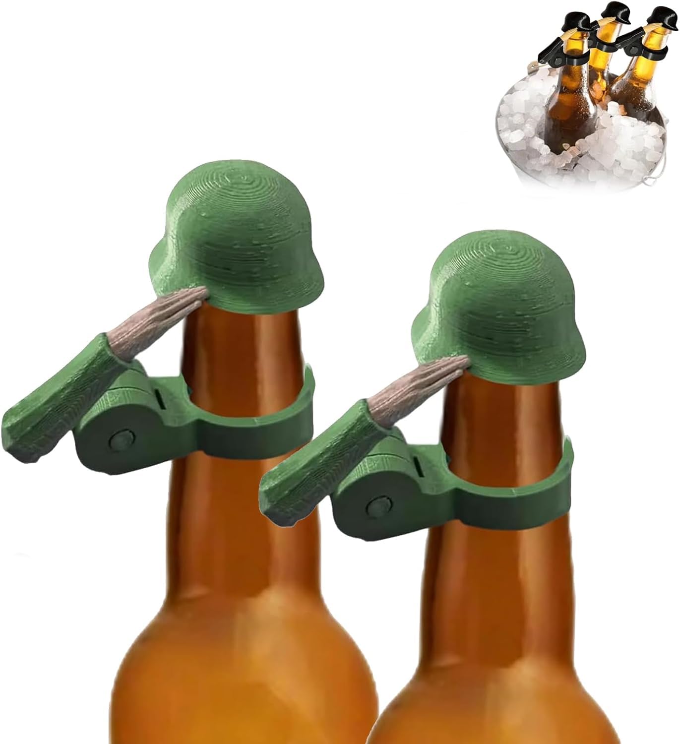 Soldier Salute Bottle Helmet,funny Salute Soldier Beer Helmet,beer Bottle Helmet with Soldier Saluting,reusable Beer Bottle Caps,eusable Dustproof Bottles Cap for Beer & Drink Bottles