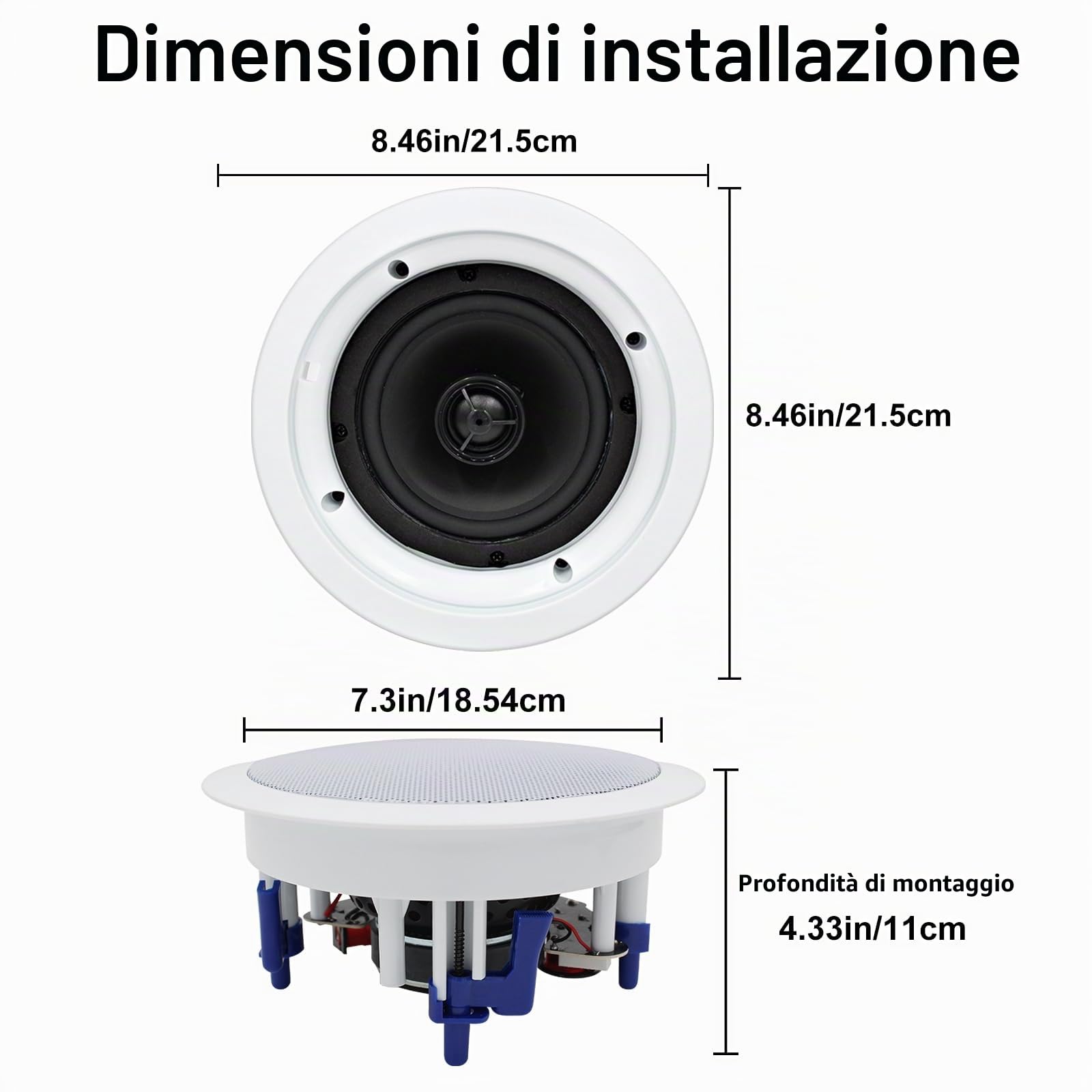 Herdio Altoparlante da soffitto 5,25 pollici 8 Ohm 300 watt suono da incasso