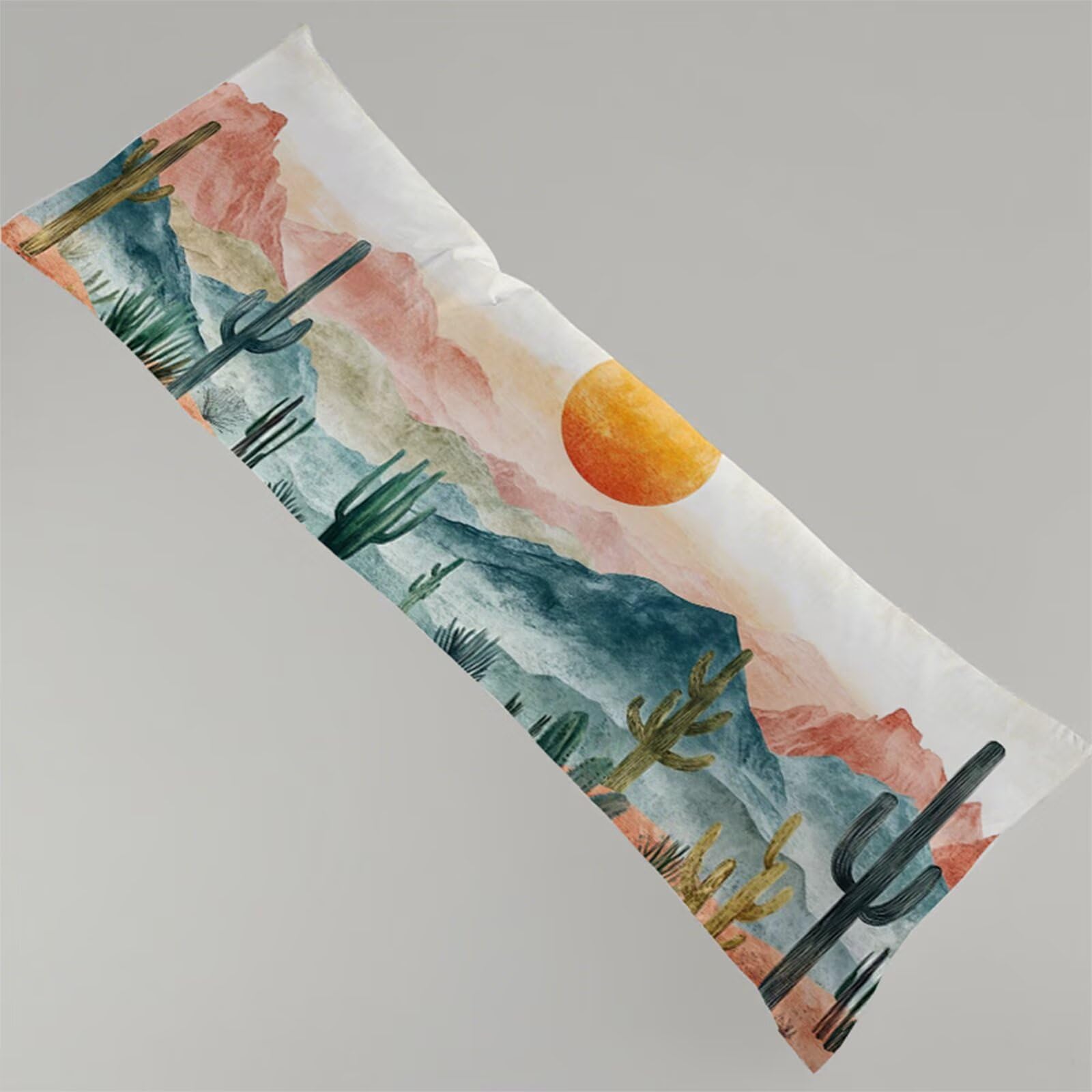 Boczna poduszka do spania, różowa poszewka na poduszkę 180 x 60 cm duża poszewka na poduszkę, miękka lniana dwustronny nadruk krajobraz body poduszka, zamek błyskawiczny ciążowy poduszki do spania z
