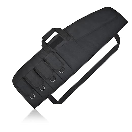 AUMTISC Tactical Rifle Gun Case, 36/42 Inch Soft Shotgun Bag with 6 Pouches, Velcro Fasten Straps Inside, Lockable Zipper, and Adjustable Sling