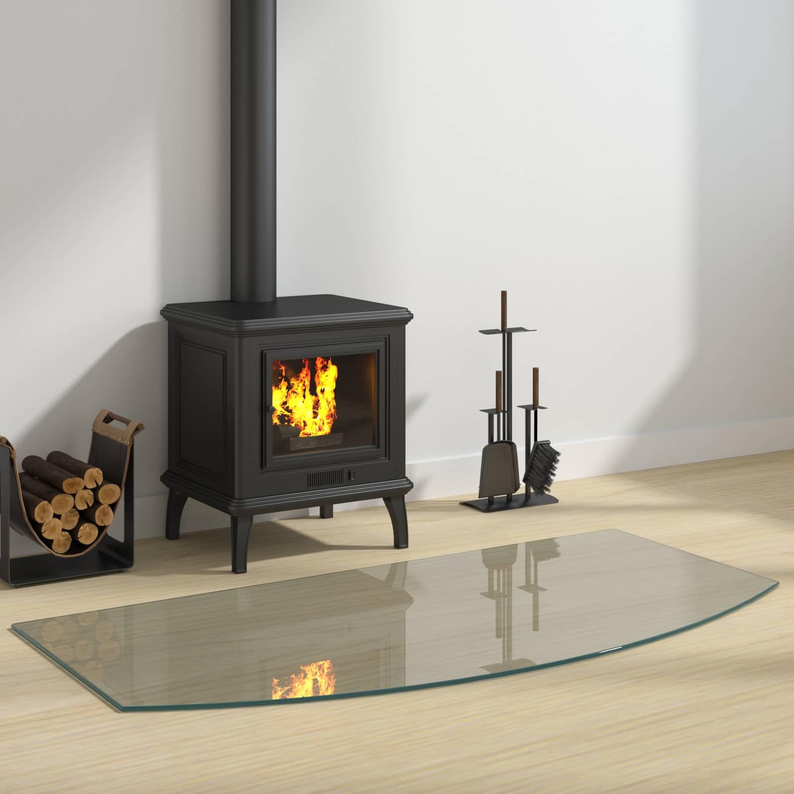 Feuerstelle Glasplatte transparent 120x60 cm hitzebeständiges Sicherheitsglas für Kamin Ofen Schutzplatte für Holzboden, Laminat, Parkett, Wohnzimmer, Schwedenofen, Pelletofen, Kachelofen