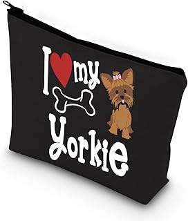 BDPWSS Yorkie Gift Yorkshire Terrier Puppy Dog Lover Cosmetic Makeup Bag Yorkie Love Gift I Love My Yorkie Waterproof Travel Pouch For Yorkie Lover Owner Yorkie Mom Gift (I love Yorkie bl)