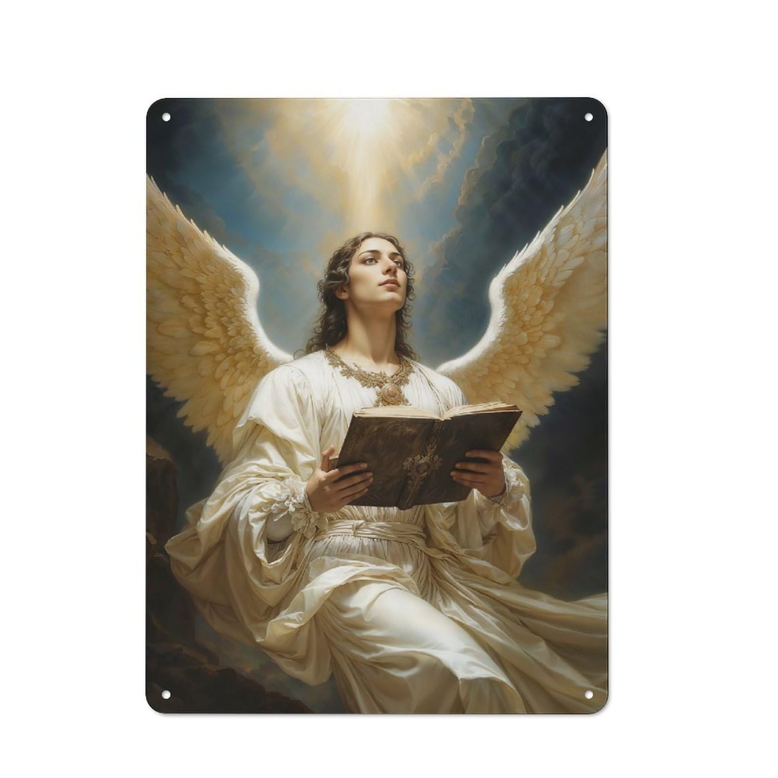 Bistro Style Bistro Metal Sign 40x30cm Featuring Archangel Uriel in Divine Light, Shop Wall Decor for Takeaway, Bar, Kitchen Or Counter Area