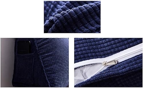 Miniatura 2 de HHXX Almohada de pana con cuña para cama, cojín triangular grande para respaldo de lectura, para sofá cama, cama de día, color azul marino, 31 x 9 x