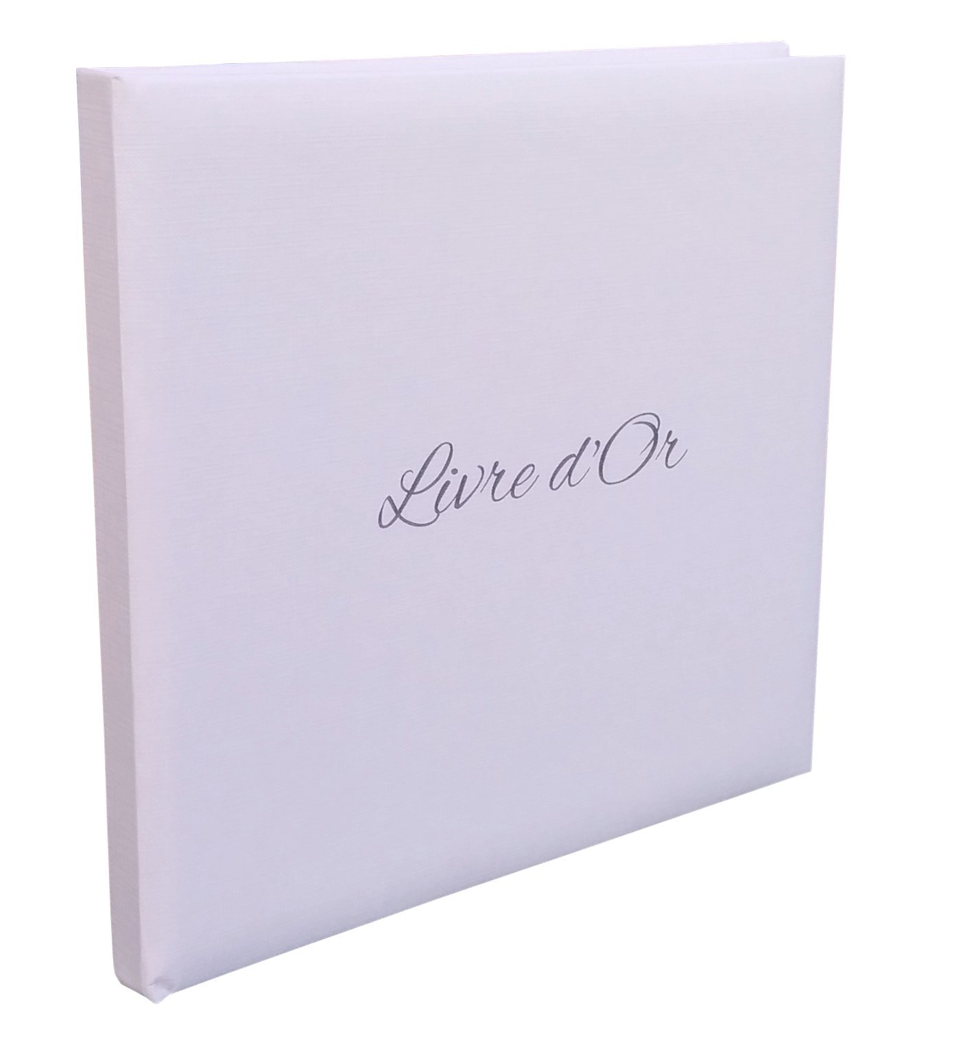 Livre D'or Blanc Effet Toilé - Mariage, Baptême, Naissance - 120 Pages 120g - Fabriqué En France 24x24cm