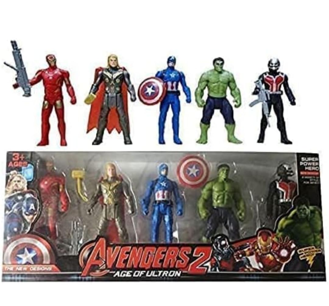 Avengers Age of Ultron Action Figures Set, Superhero Toy Kids with Movable Joints Head Hand, Leg Swing, Superhero Birthday Gift for Boys