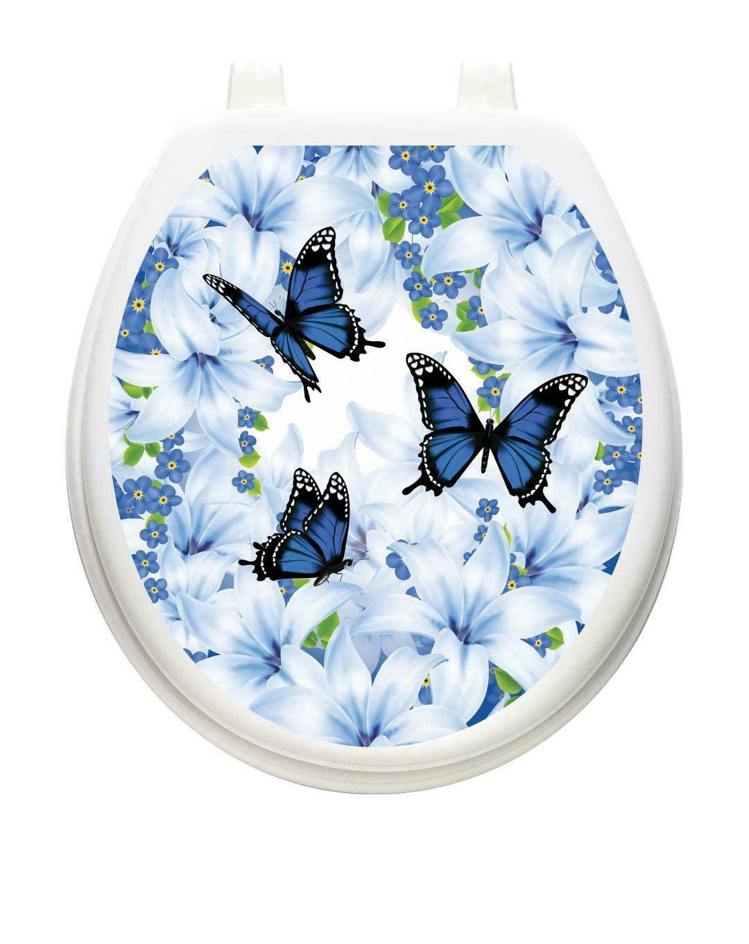 Toilet Tattoos Lily Blues Toilet Seat Decal, Round / Standard