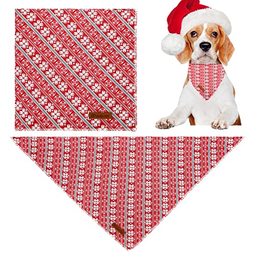 Image of Christmas Dog Bandana, Christmas Triangle Bid Scarf for Medium Large Dog, Cotton Dog Kerchief for Girl Boy Dogs, Red Dog Bandana, Adorable Comfortable Winter Bandana