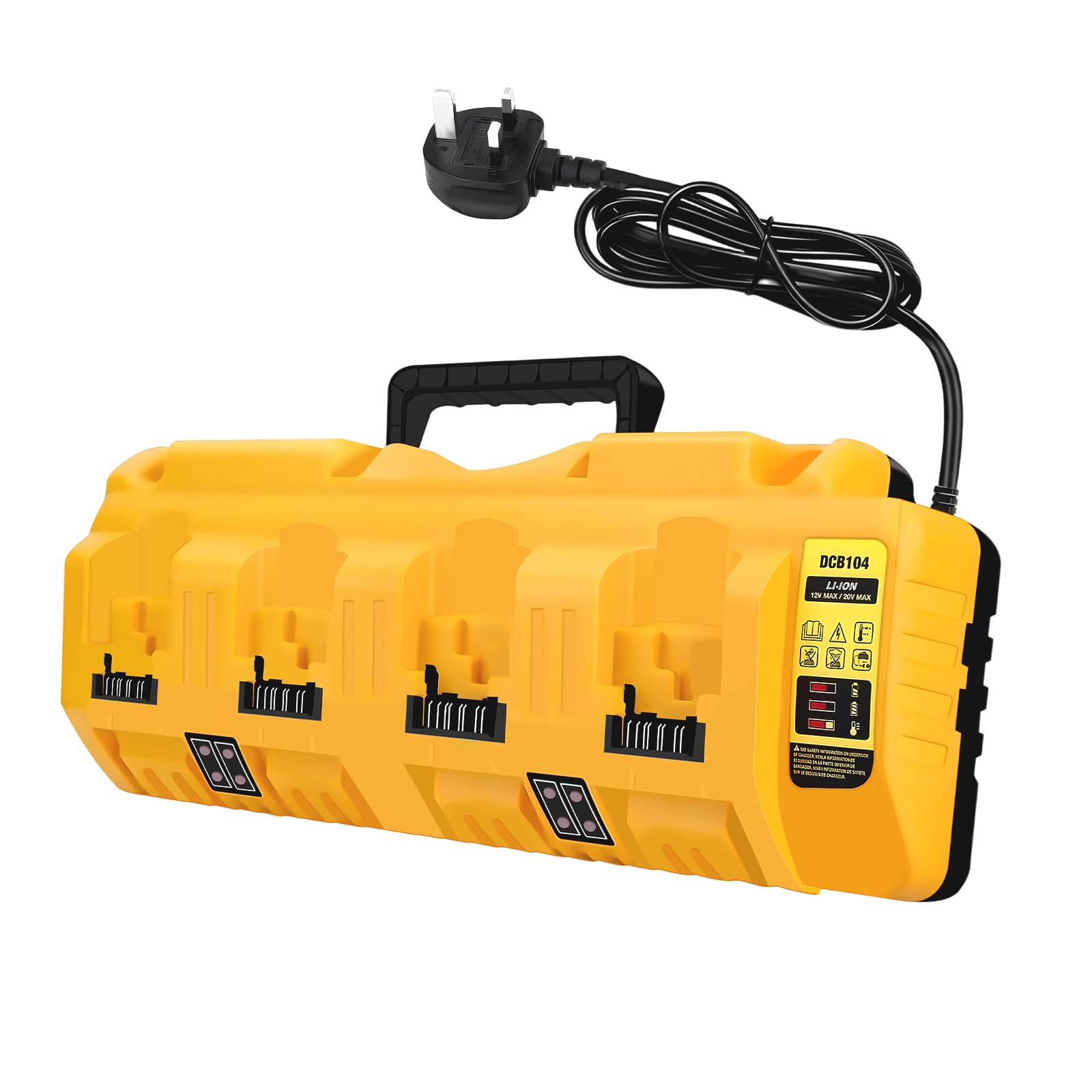 Mvellir Battery Charger Replacement Compatible with Dewalt 12V-20V MAX Lithium Battery, 4 Port Fast Charging Multi Charger Station with 2 USB Ports 5V 2.1A