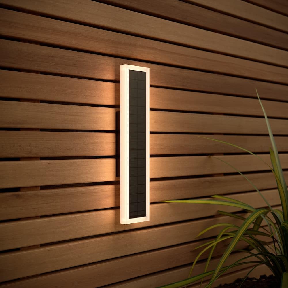 SolarCentre® Halo Rectangle Outdoor USB Solar Wall Light White and Warm White - 30cm