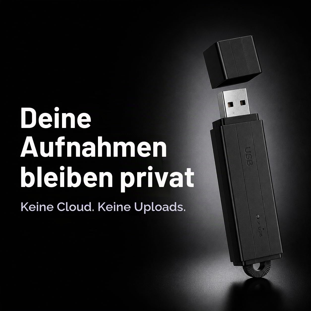 USB Audiorekorder mit Geräuscherkennung - Bis zu 288 Std. Aufnahme, 24 Std. Akkulaufzeit | Mini Diktiergerät ohne App für Meetings, Vorlesungen & Notizen